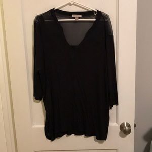 Roz & Ali 3/4 sleeve shirt with sheer detailing